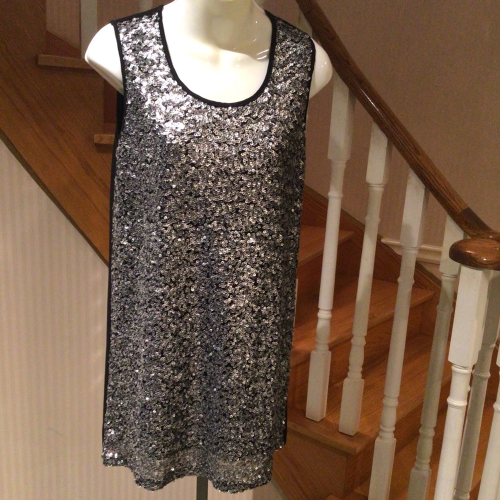 ⭐️⭐️HOST PICK⭐️⭐️NWOT Silver sequence-front,black back mini dress
